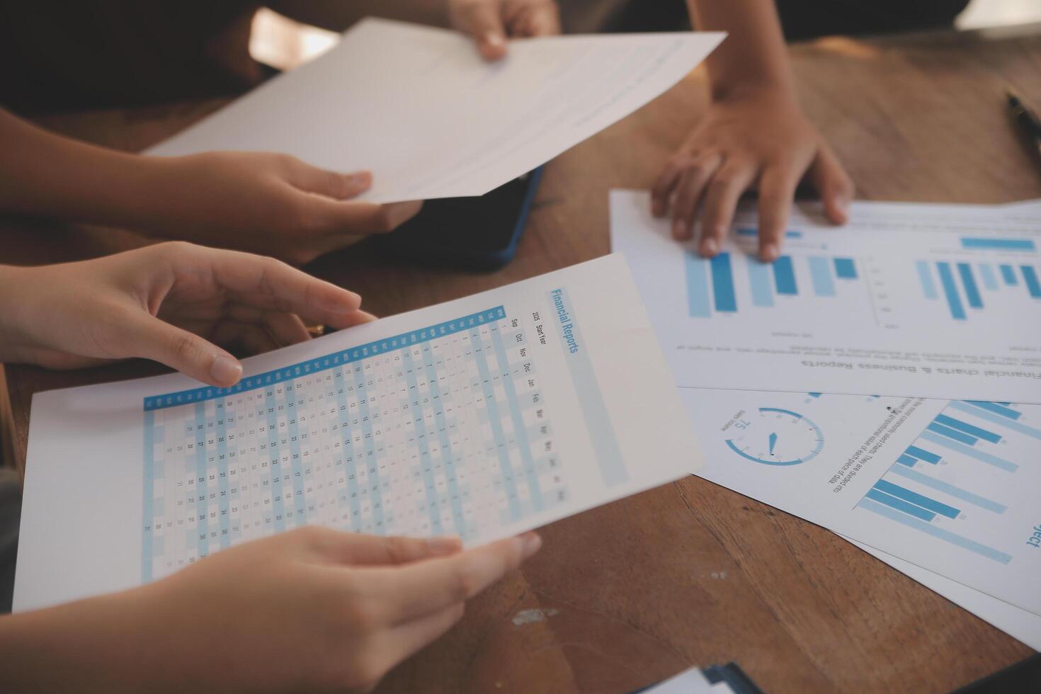 Business meetings to analyze investment strategies and brainstorm sales plans for a more profitable business. photo