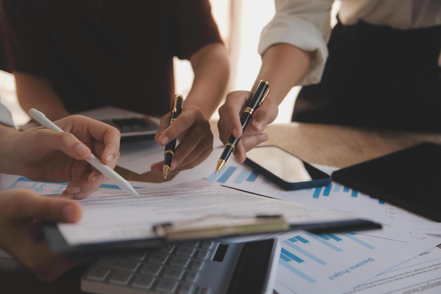 Business meetings to analyze investment strategies and brainstorm sales plans for a more profitable business. photo