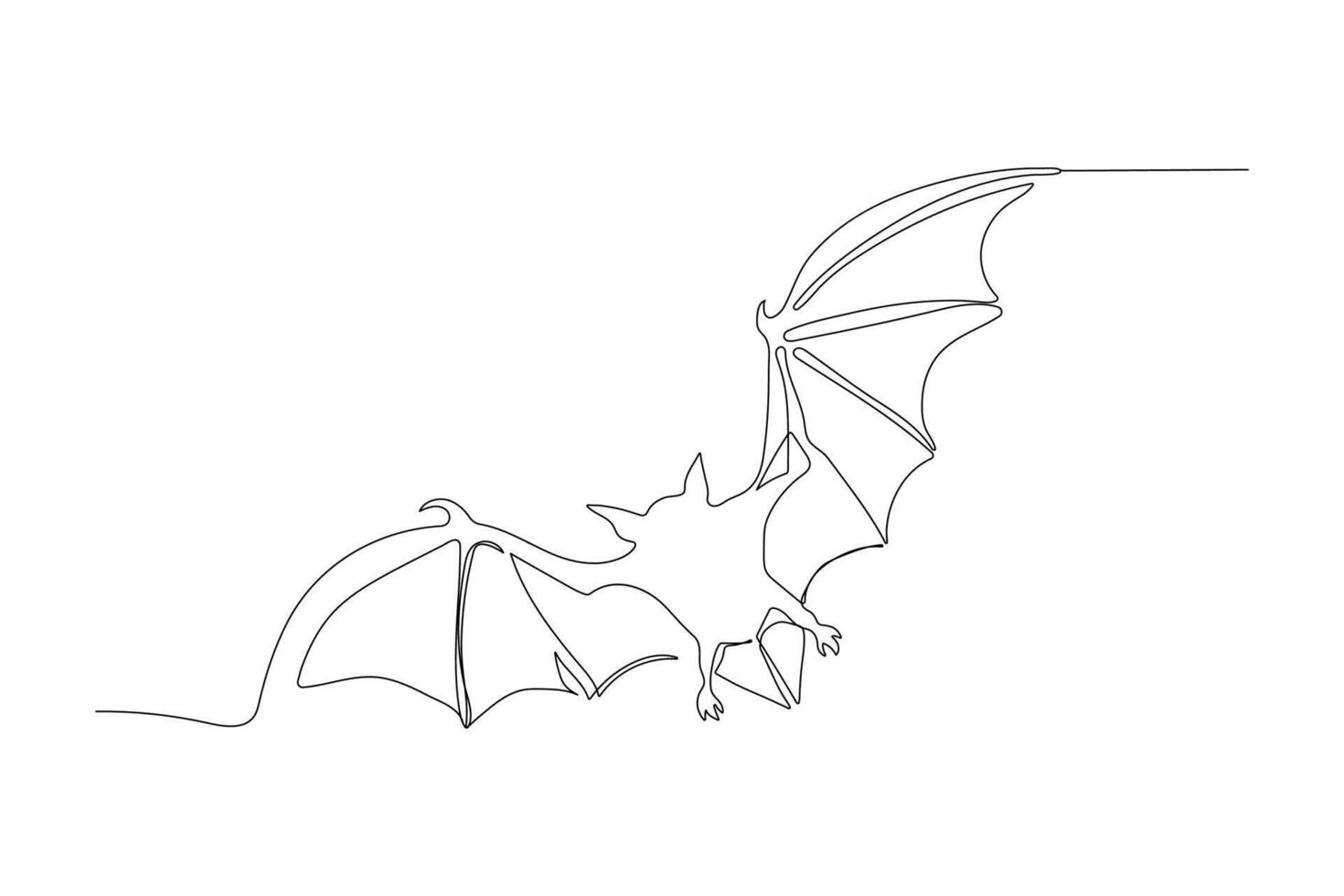 One line illustration, outline of a bat. vector
