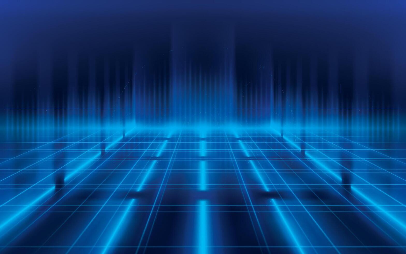 Abstract futuristic neon lights background. Elegant scene Lighting effect. Light line perspective moving to lighting glowing vector
