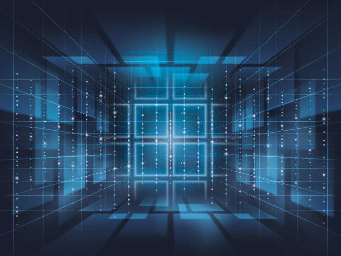 Future technology digital background. Abstract Blue Digital cyberspace and light lines network connections concept. vector
