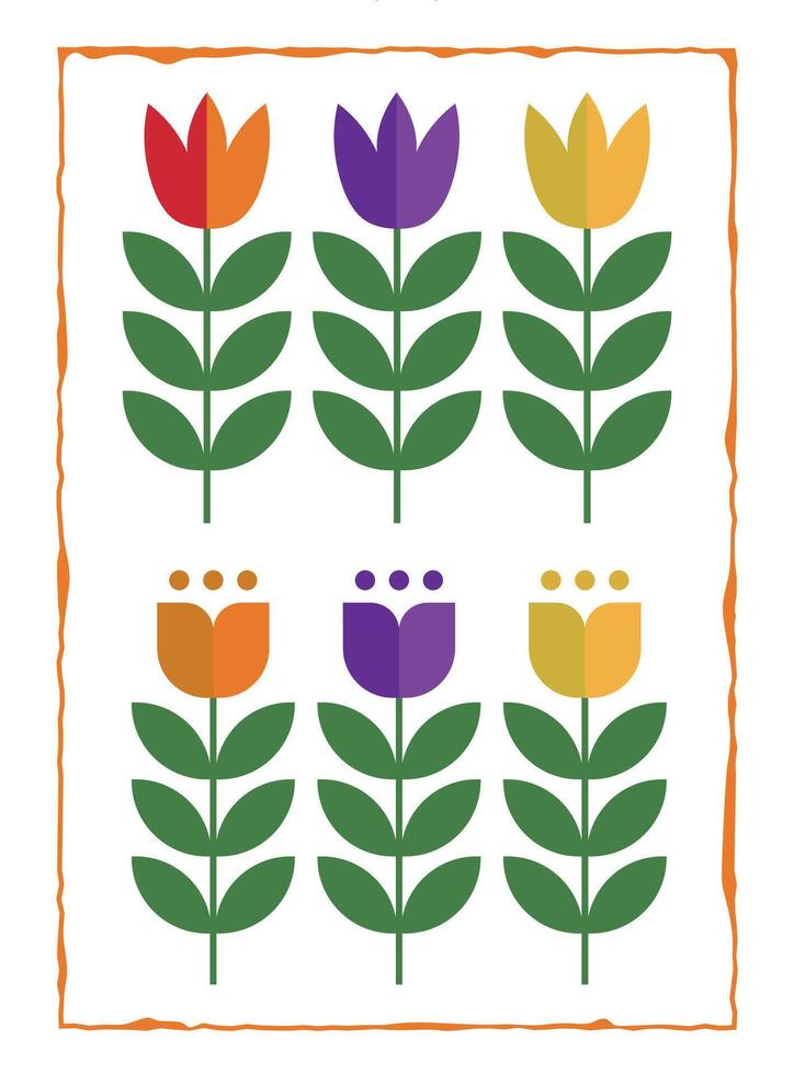 geometric colorful Flowers icon collection vector