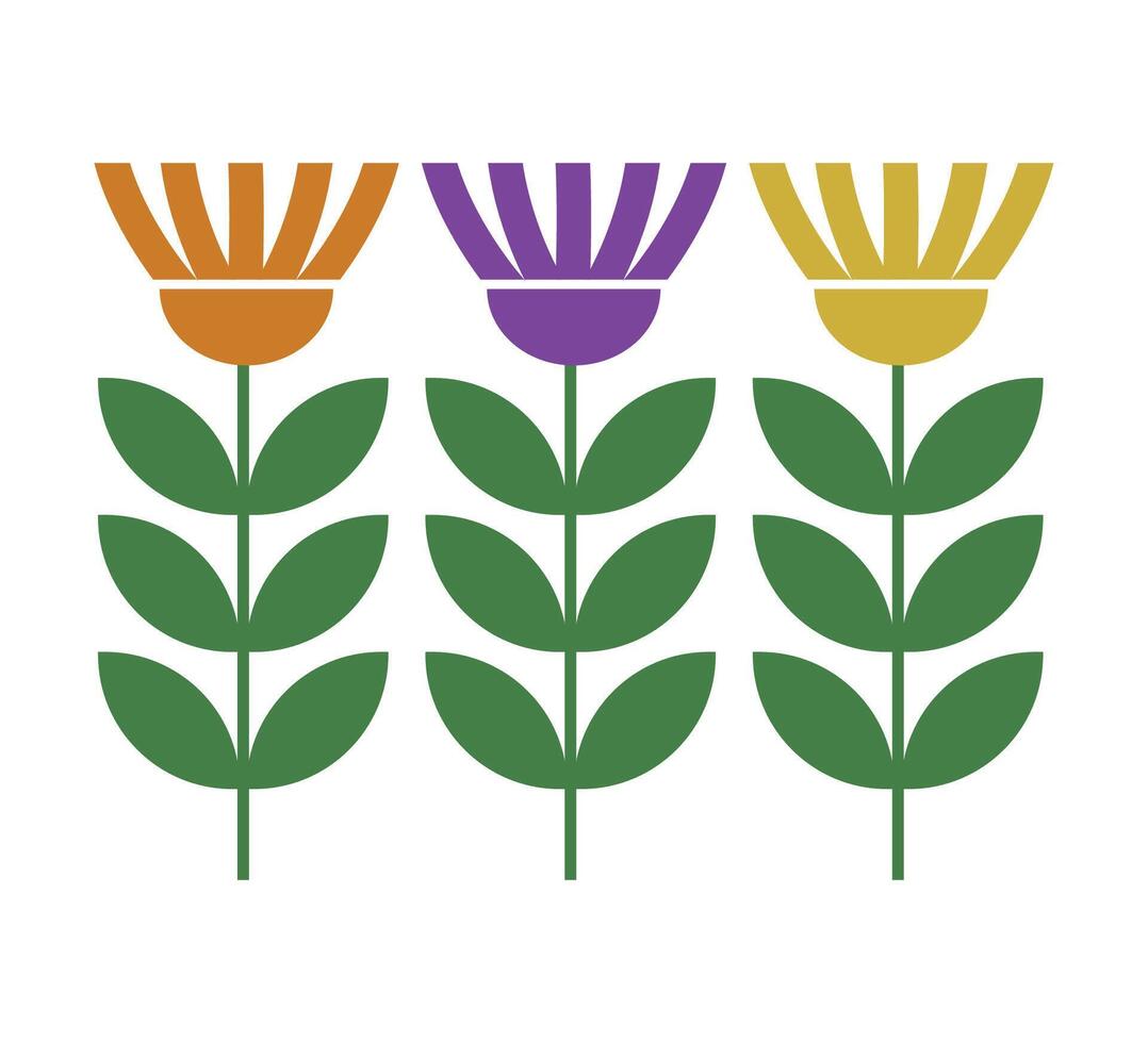 geometric colorful Flowers icon collection vector