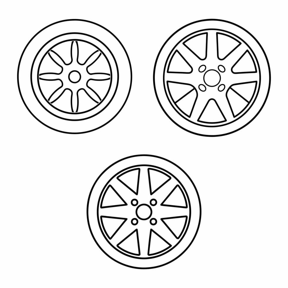 Car Wheel icon set design vector