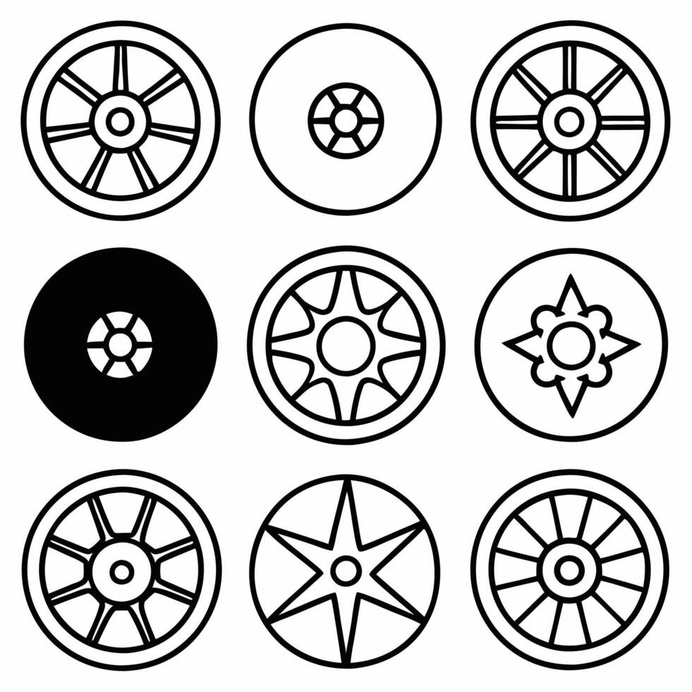 Car Wheel icon set design vector