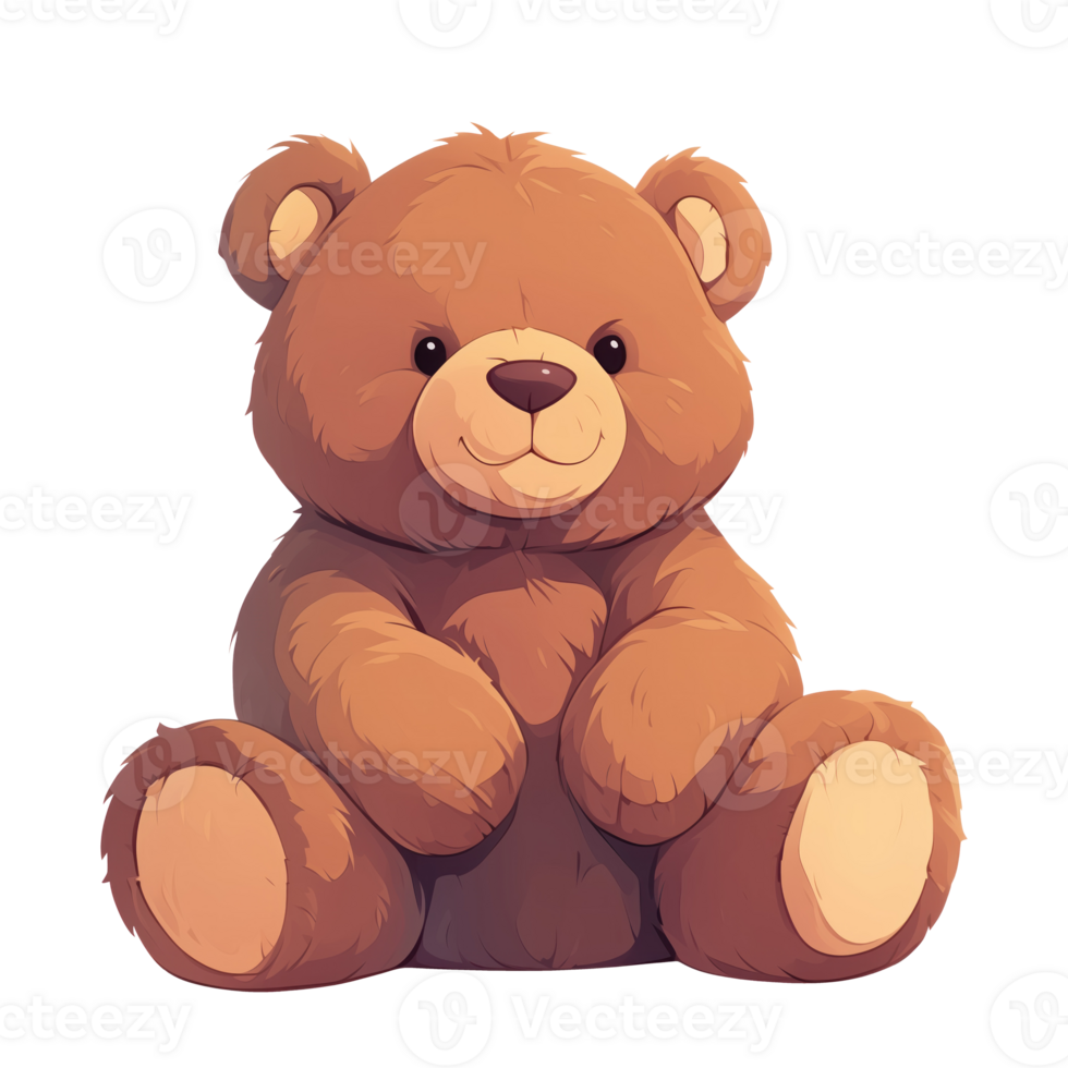 Adorable brown teddy bear illustration png