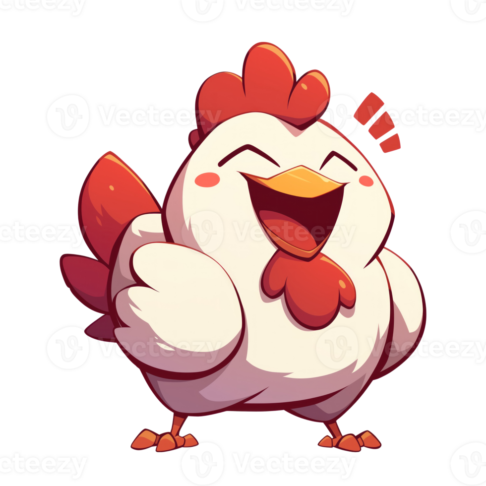 Cartoon chicken with happy expression png