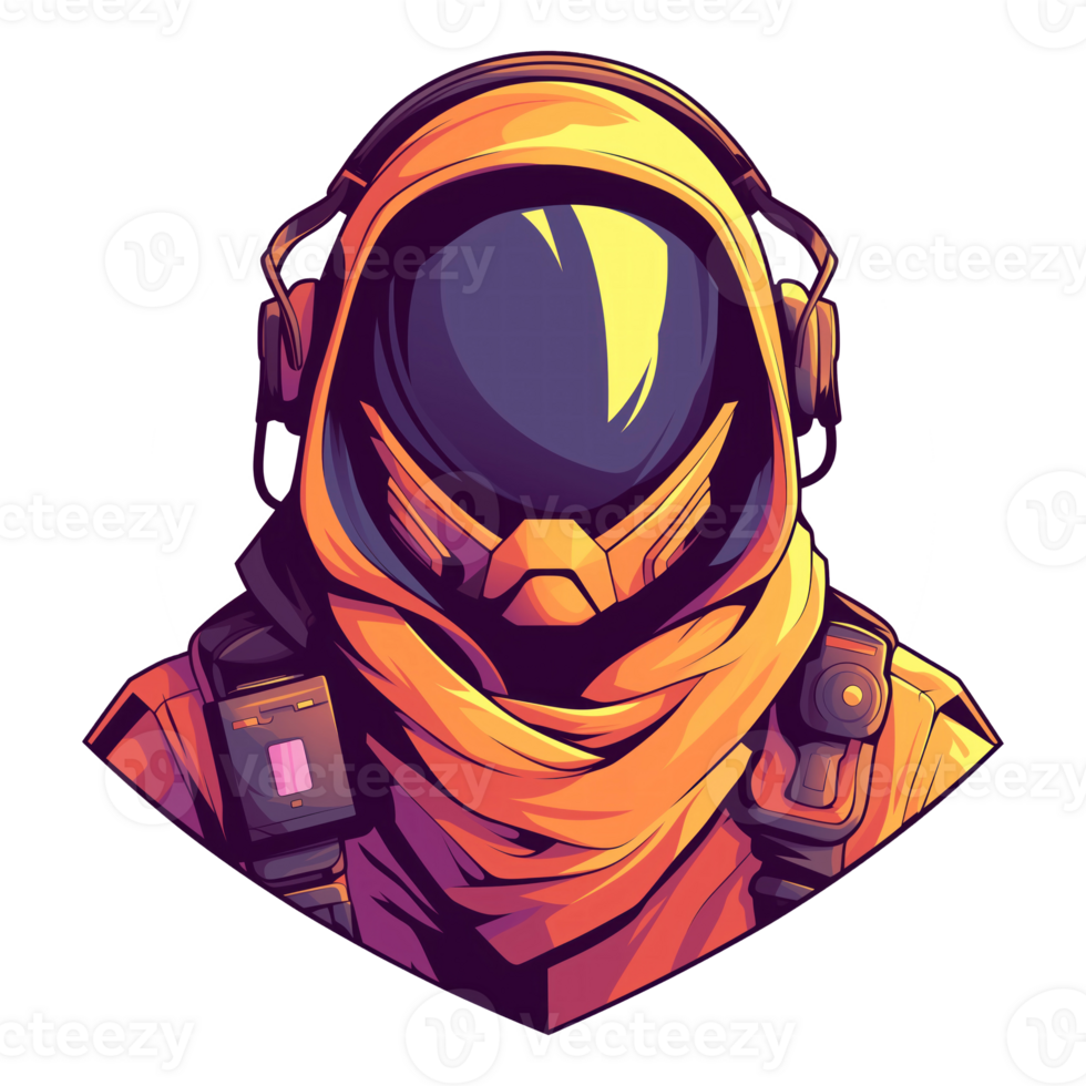 Illustration of a person wearing a full mask helmet png