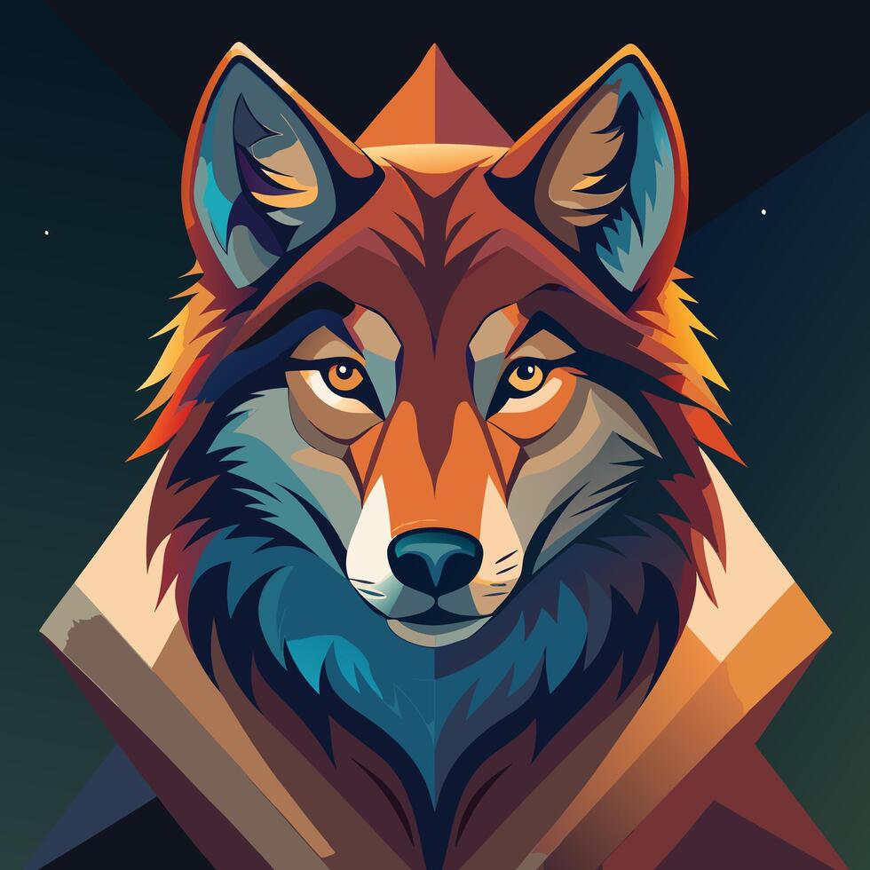 colorful wolf outline vector