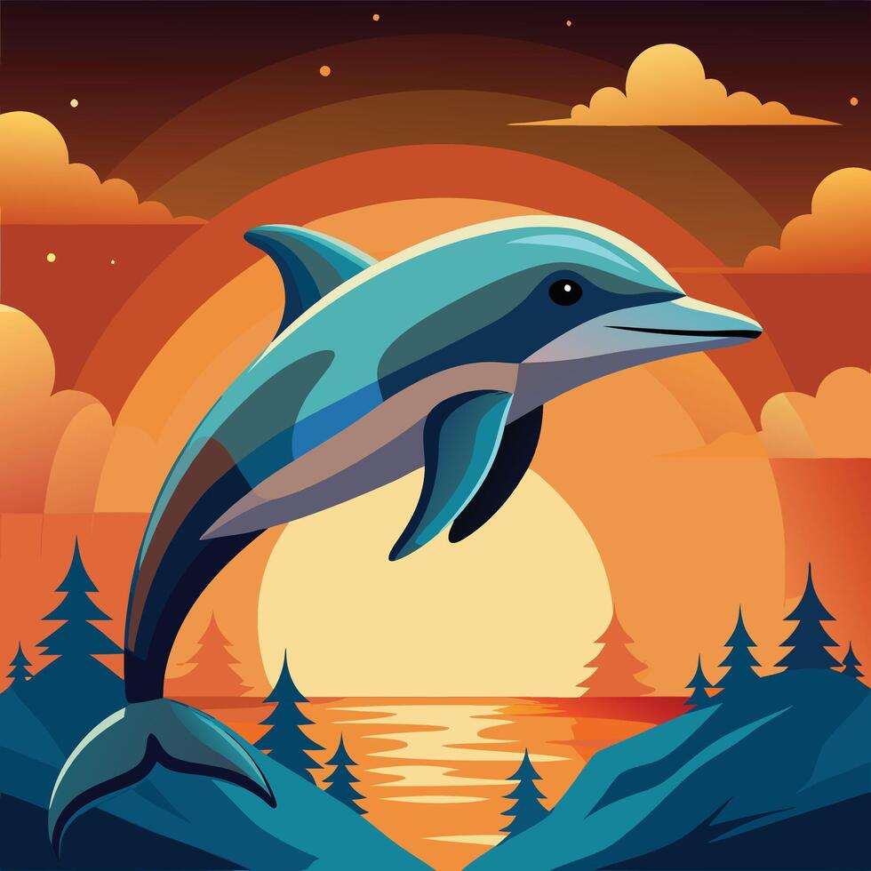 colorful dolphin design vector
