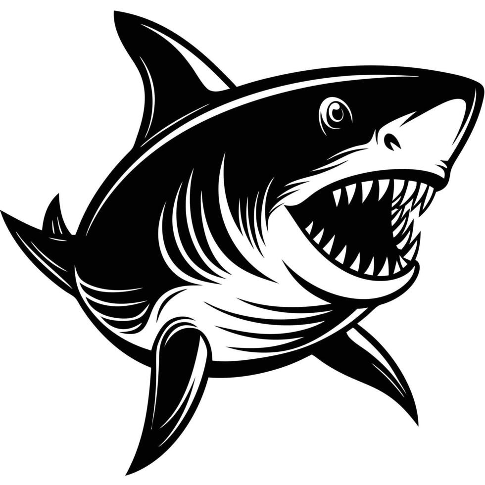 Black and white shark vector