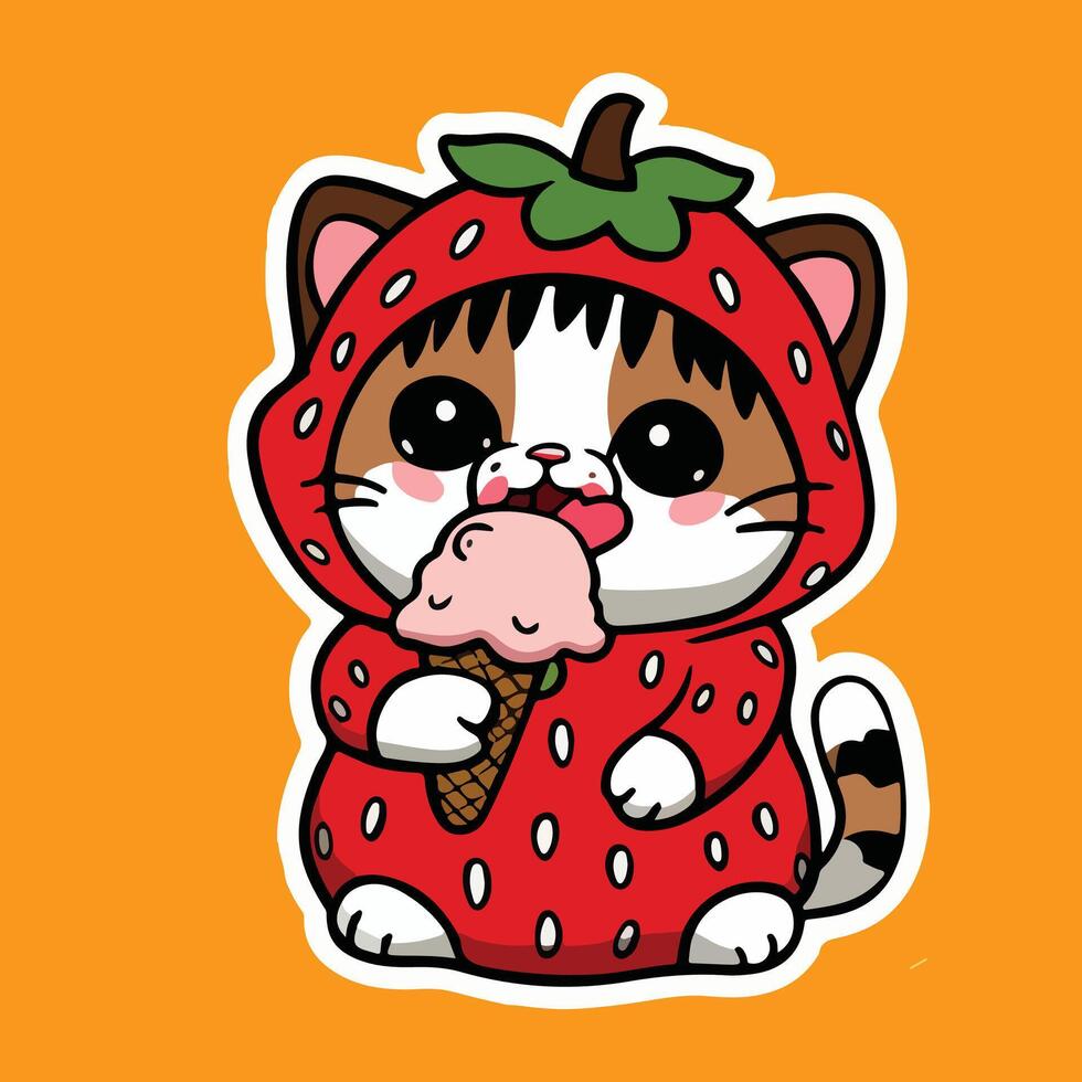 cute cat ice cream vector