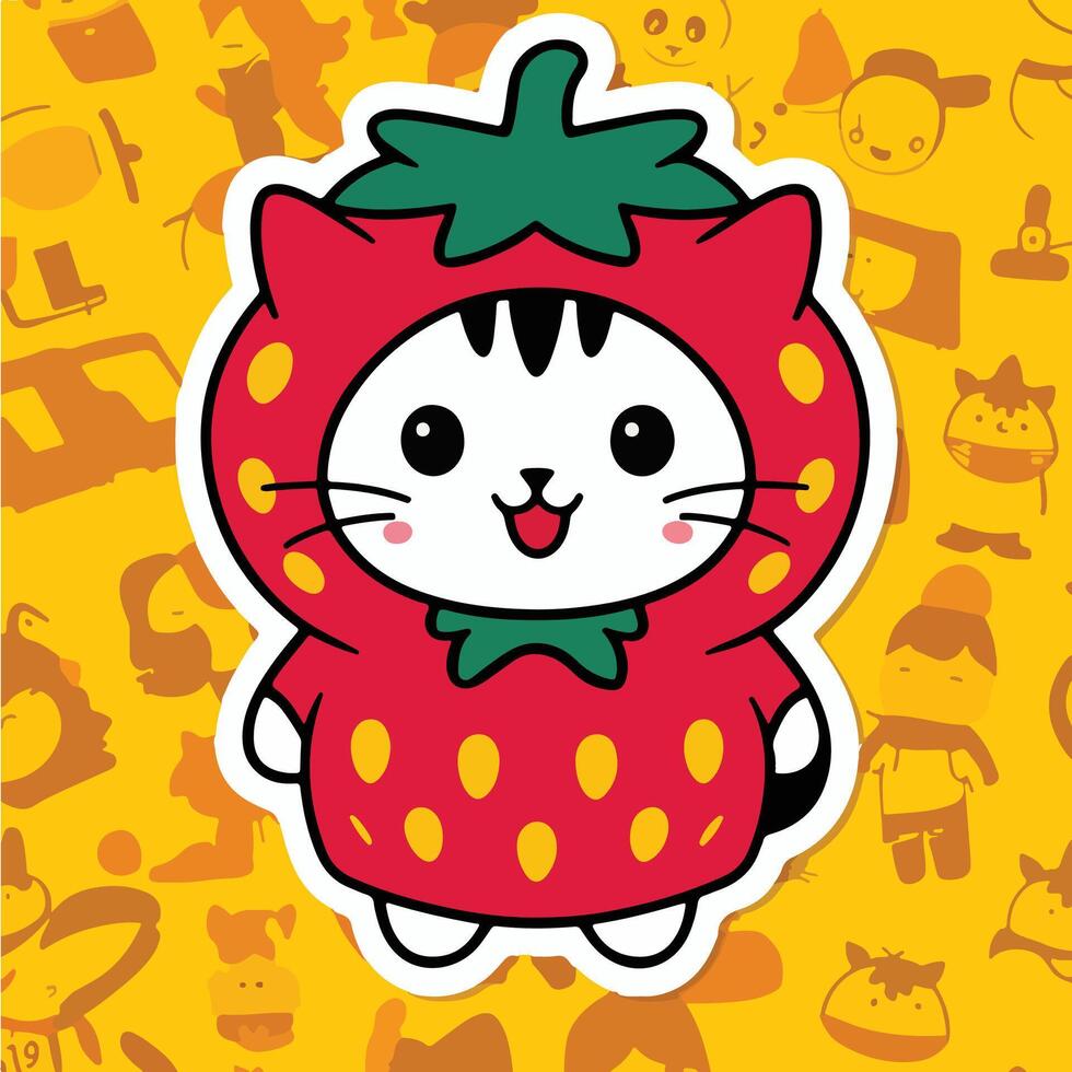 cute cat ice cream vector