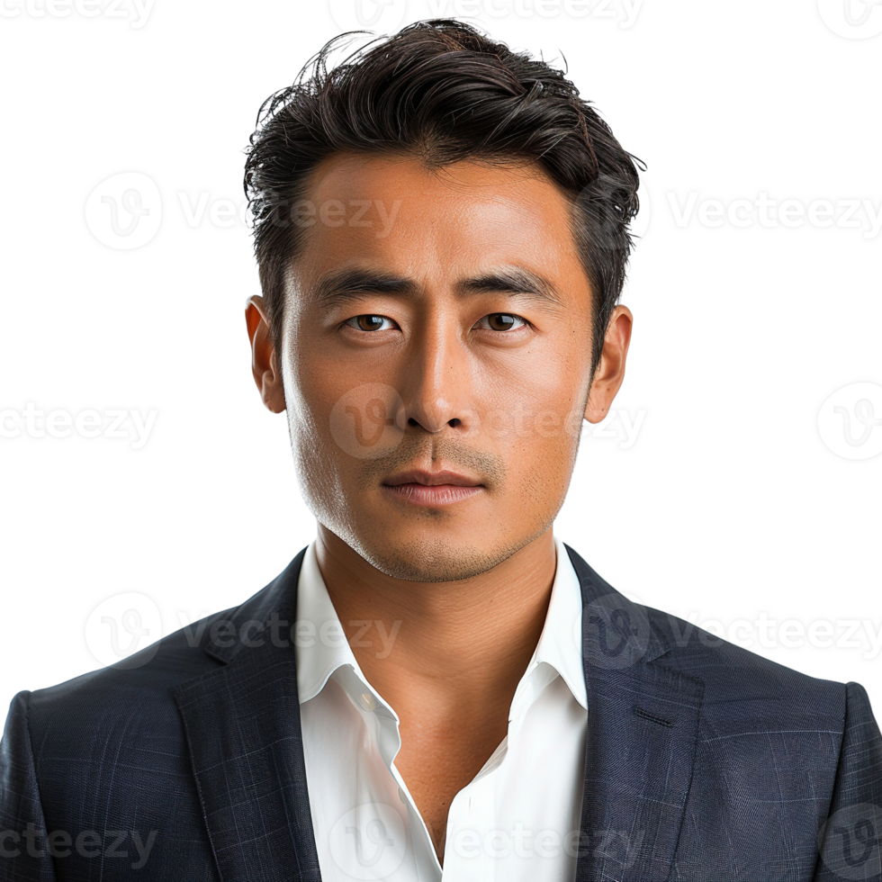 A man in a suit and white shirt with a serious expression on his face. Concept of professionalism and formality png