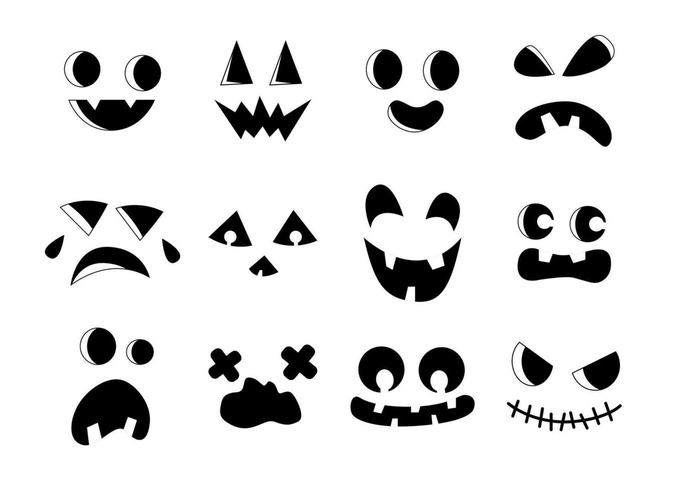 Scary and Funny Halloween Pumpkin and Ghost Faces vector