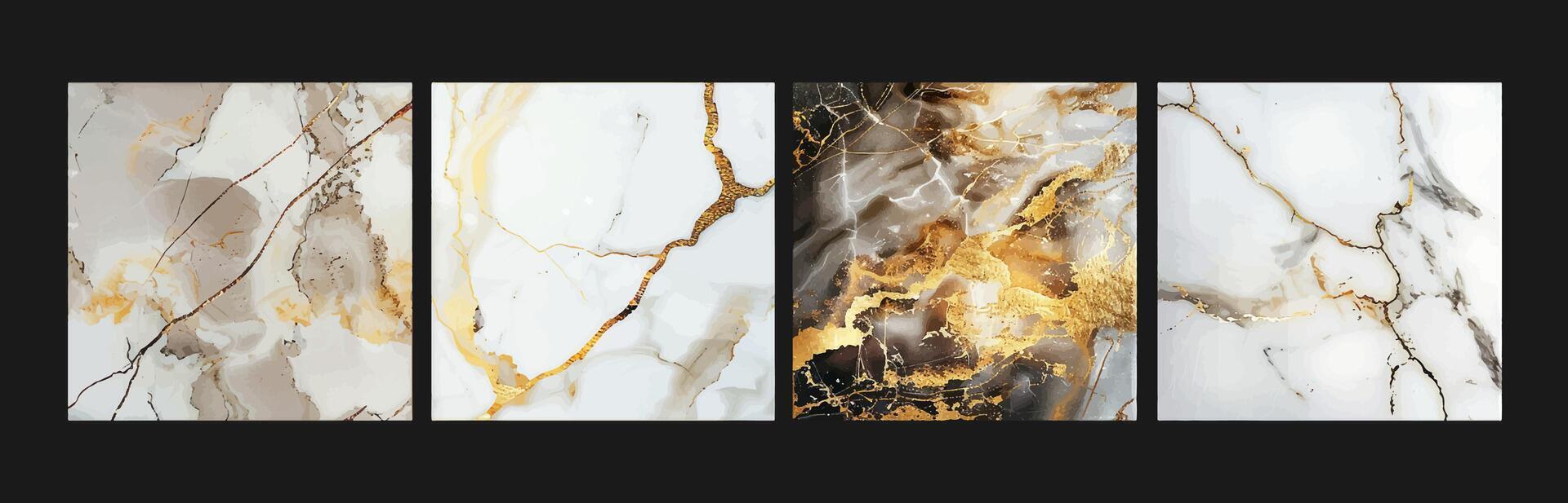 Elegant marble, stone texture set. Watercolor, ink background collection vector