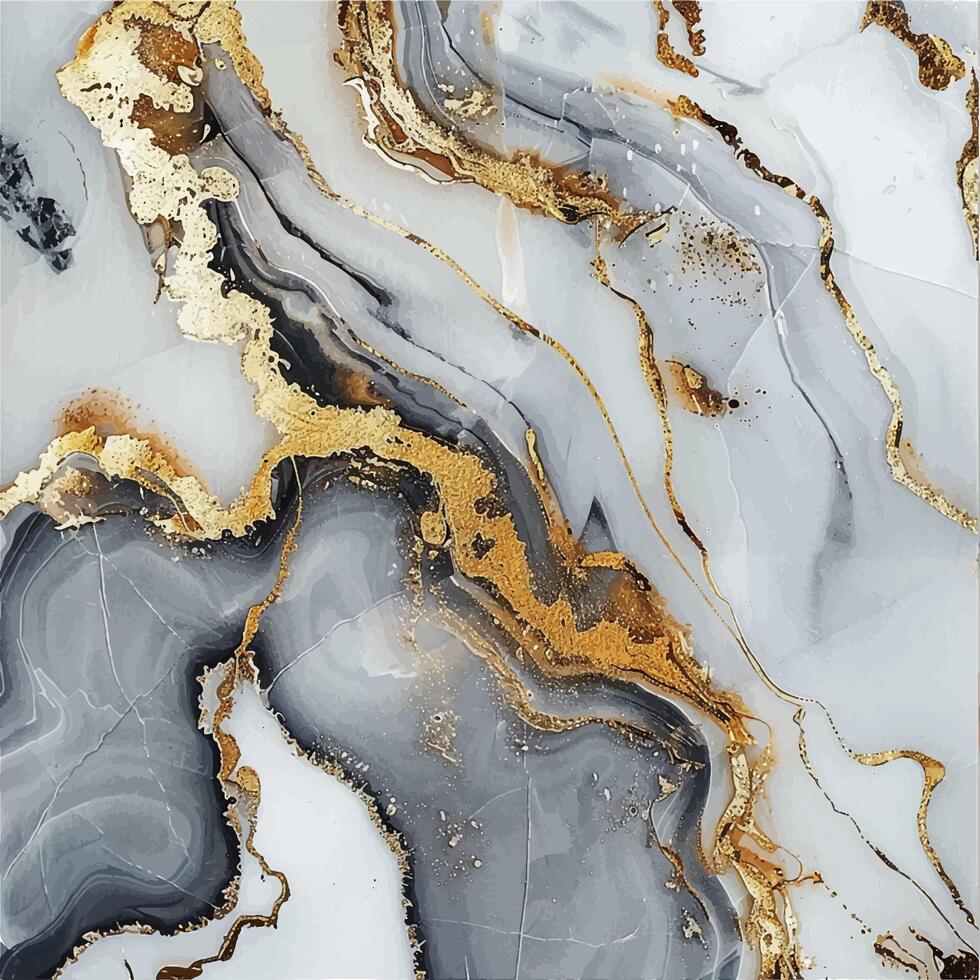 Luxury Alcohol Ink Marble. Light Gold Glitter. Blue Marble Watercolor. Foil Gradient Background. vector