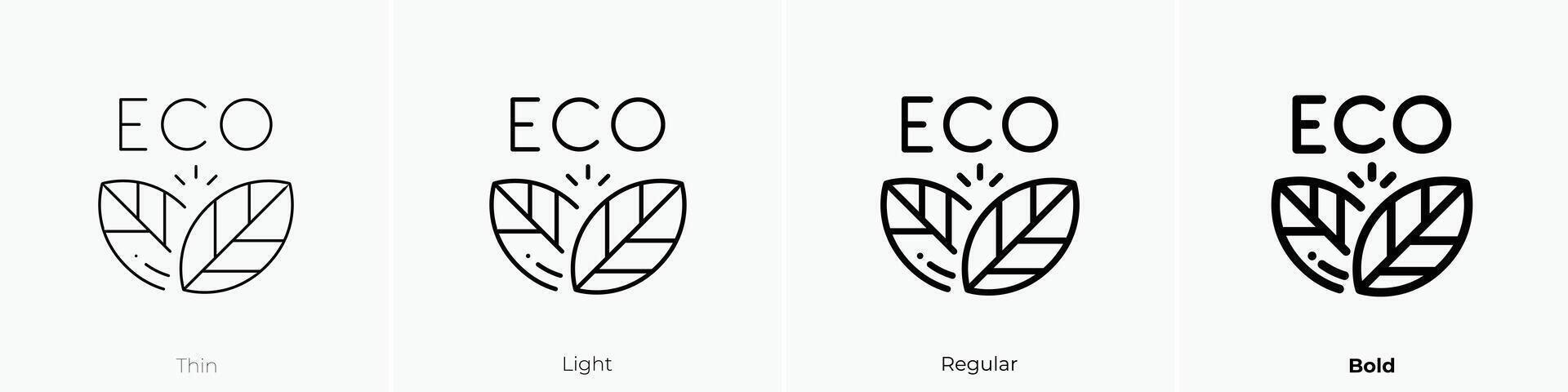 eco icon. Thin, Light, Regular And Bold style design isolated on white background vector
