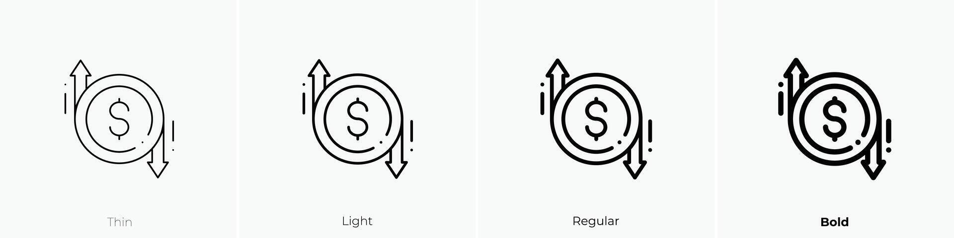 dollar icon. Thin, Light, Regular And Bold style design isolated on white background vector