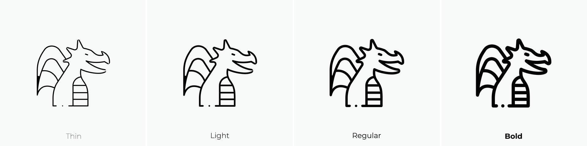 dragon icon. Thin, Light, Regular And Bold style design isolated on white background vector