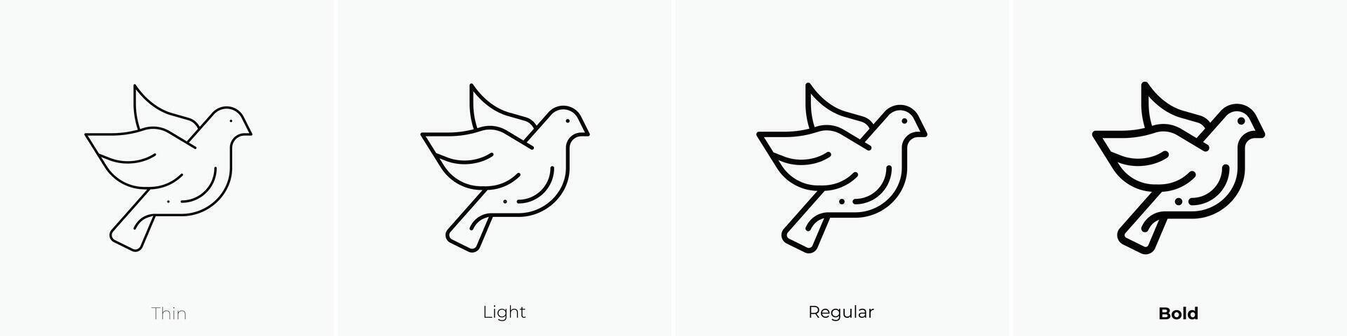dove icon. Thin, Light, Regular And Bold style design isolated on white background vector