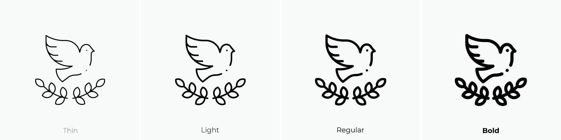 dove icon. Thin, Light, Regular And Bold style design isolated on white background vector