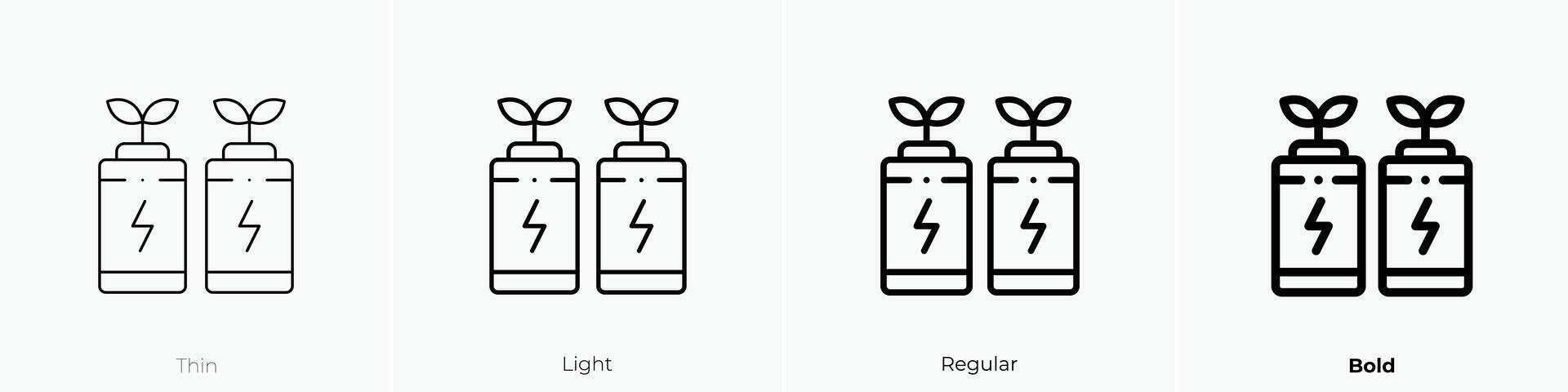 eco battery icon. Thin, Light, Regular And Bold style design isolated on white background vector