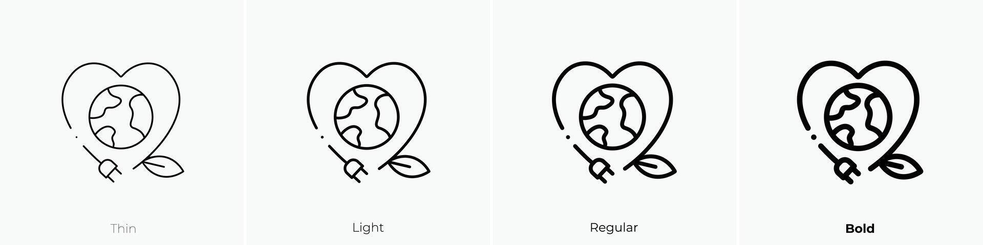 eco energy icon. Thin, Light, Regular And Bold style design isolated on white background vector