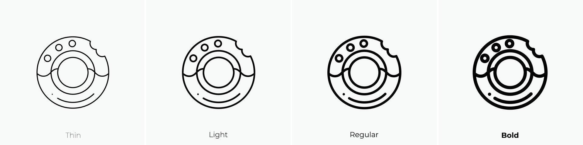 donut icon. Thin, Light, Regular And Bold style design isolated on white background vector