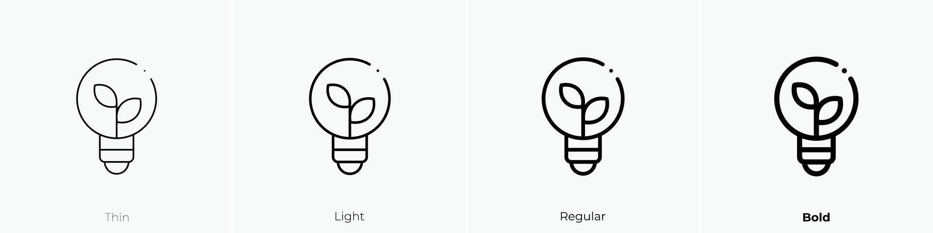 eco light icon. Thin, Light, Regular And Bold style design isolated on white background vector