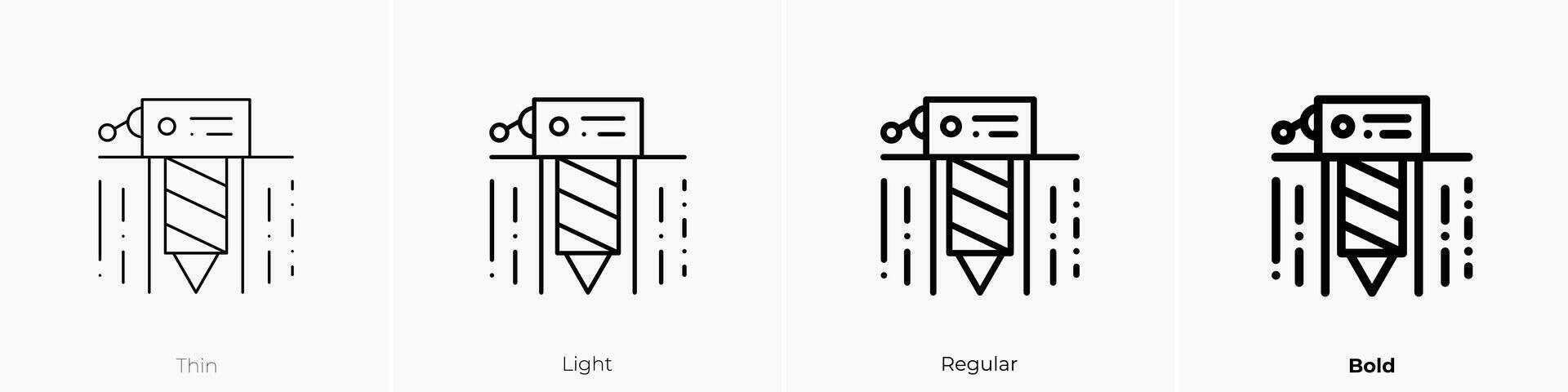 driller icon. Thin, Light, Regular And Bold style design isolated on white background vector