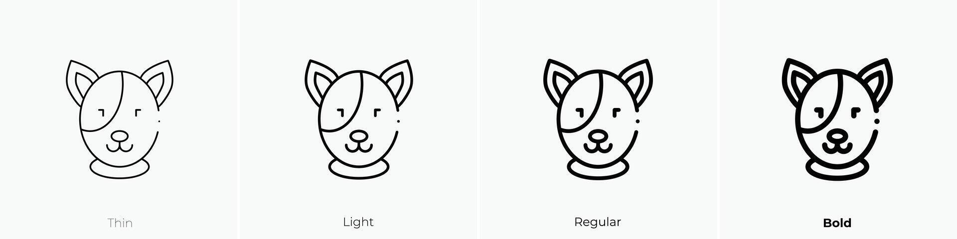 dog icon. Thin, Light, Regular And Bold style design isolated on white background vector