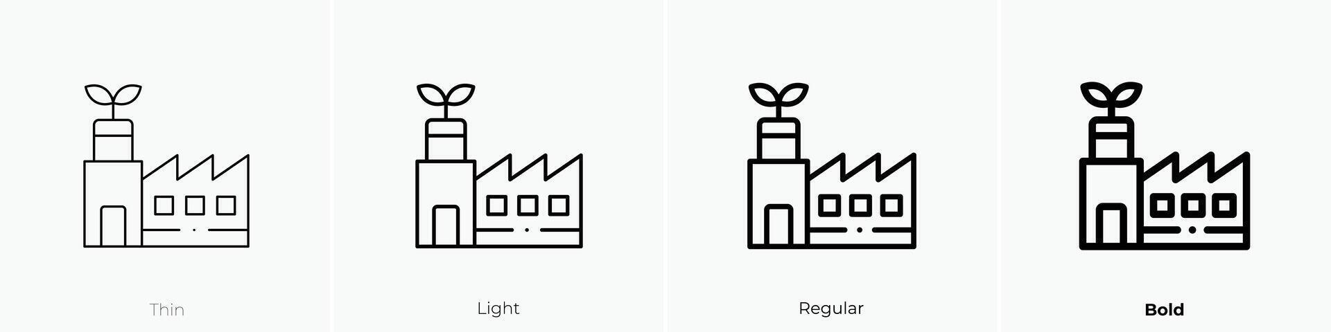 eco factory icon. Thin, Light, Regular And Bold style design isolated on white background vector