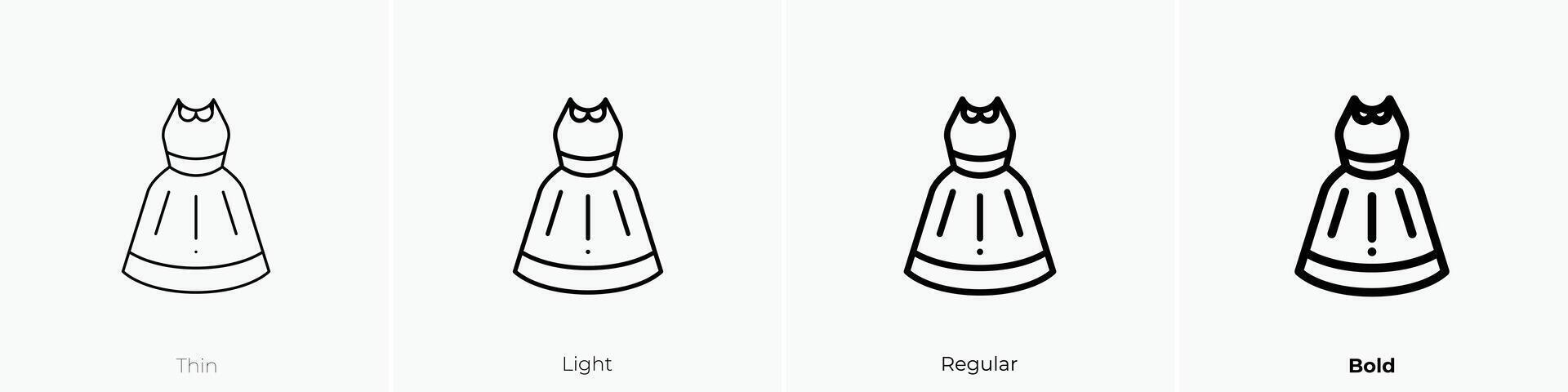 dress icon. Thin, Light, Regular And Bold style design isolated on white background vector