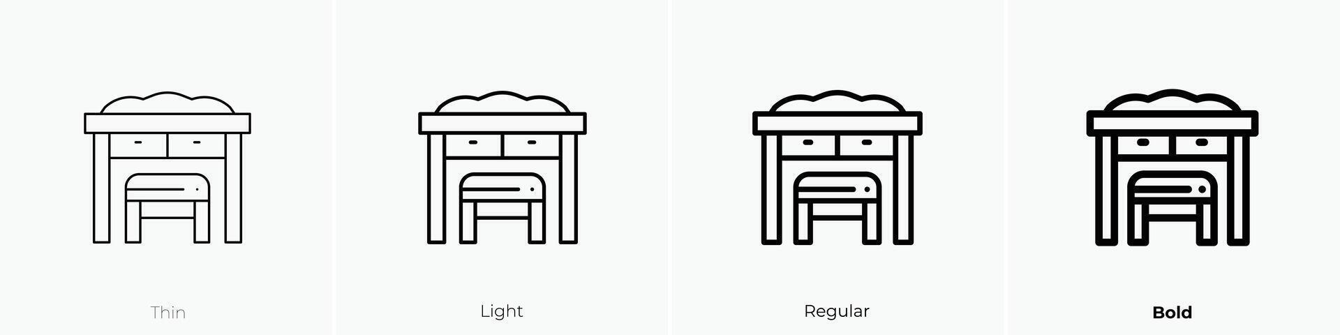 dressing table 3 icon. Thin, Light, Regular And Bold style design isolated on white background vector