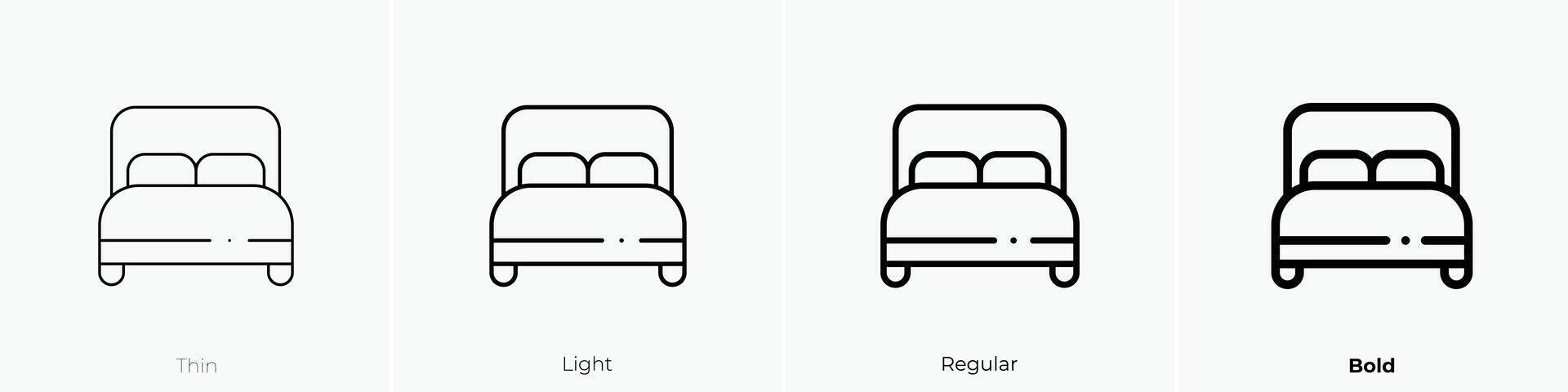 double bed icon. Thin, Light, Regular And Bold style design isolated on white background vector