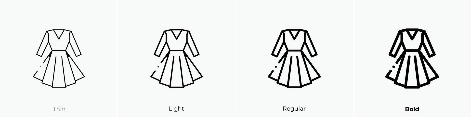 dress icon. Thin, Light, Regular And Bold style design isolated on white background vector