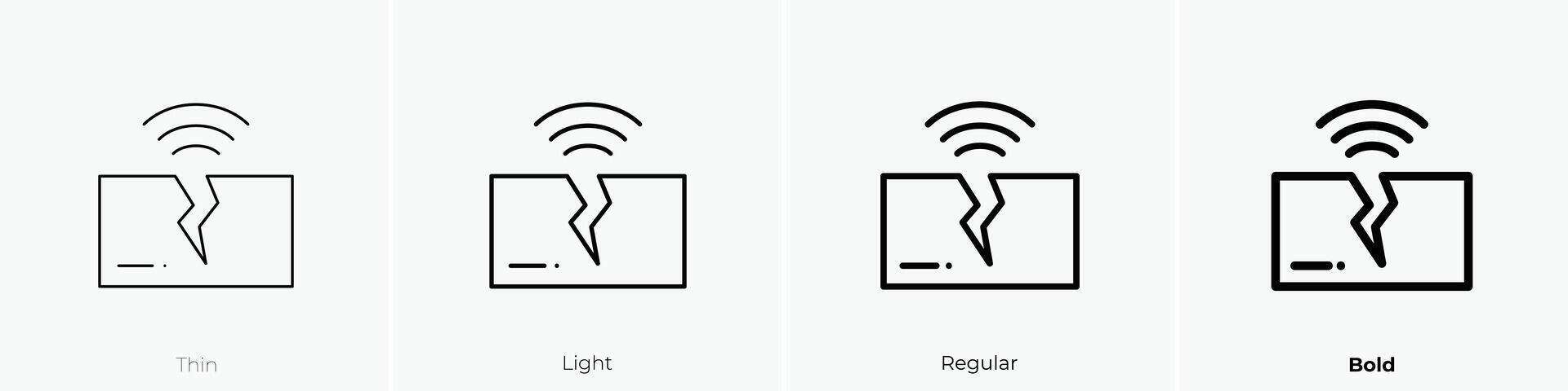 earthquake icon. Thin, Light, Regular And Bold style design isolated on white background vector