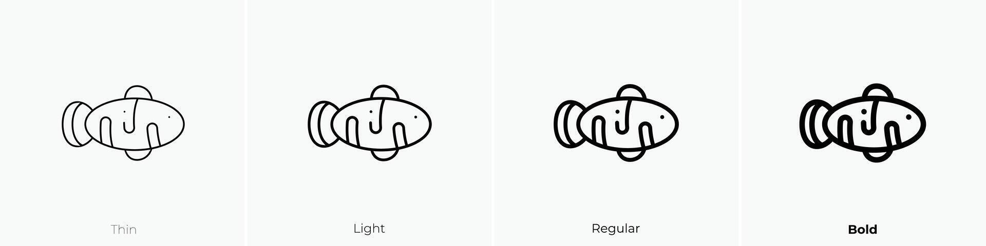 dolly fish icon. Thin, Light, Regular And Bold style design isolated on white background vector