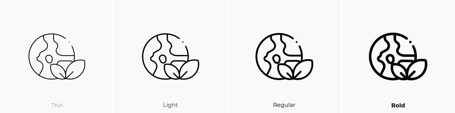 earth icon. Thin, Light, Regular And Bold style design isolated on white background vector