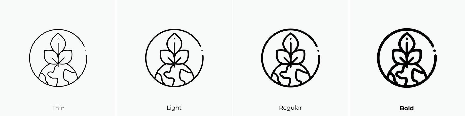 earth icon. Thin, Light, Regular And Bold style design isolated on white background vector