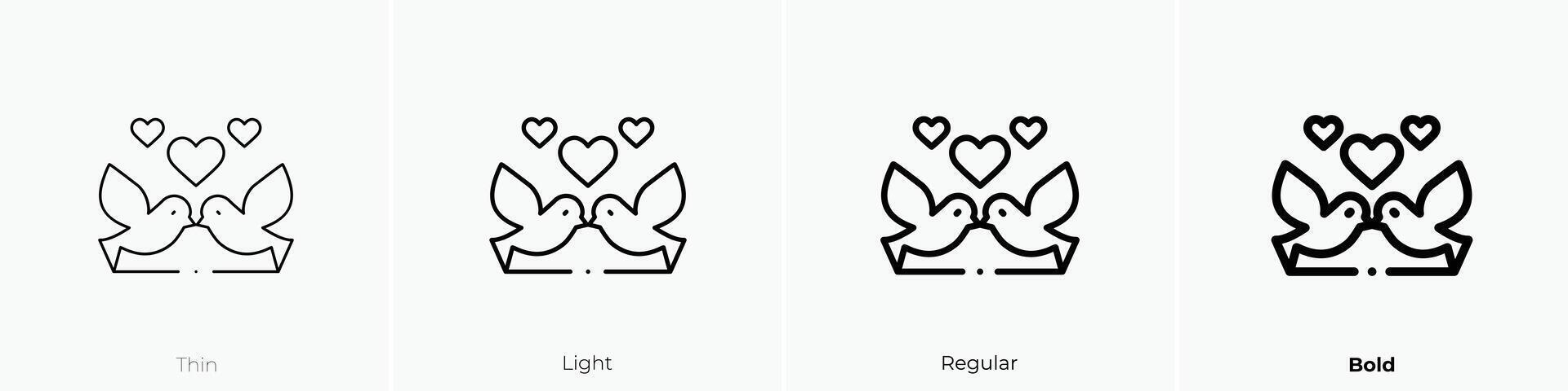 doves icon. Thin, Light, Regular And Bold style design isolated on white background vector