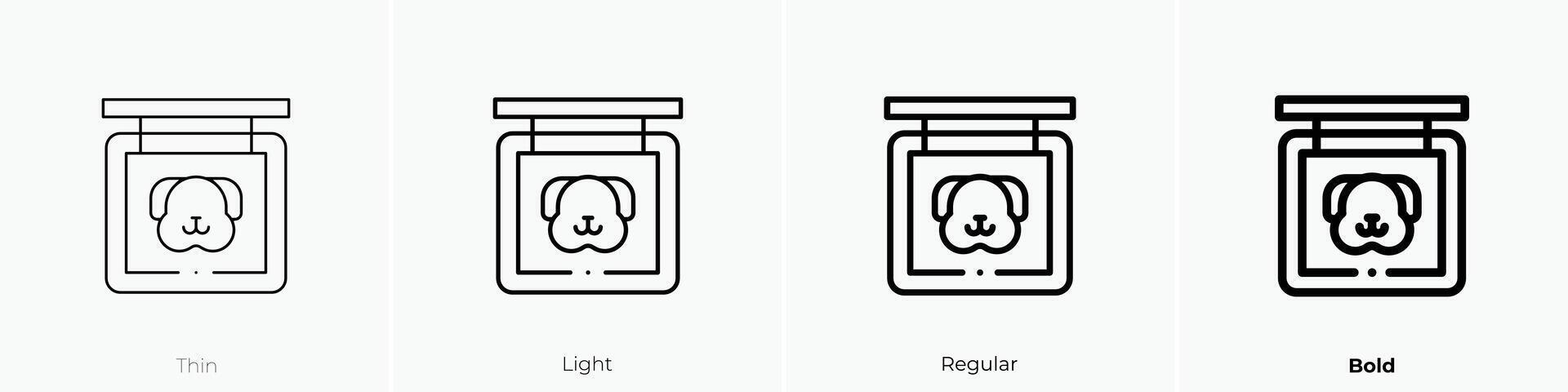 dog icon. Thin, Light, Regular And Bold style design isolated on white background vector