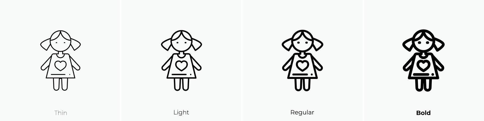 doll icon. Thin, Light, Regular And Bold style design isolated on white background vector