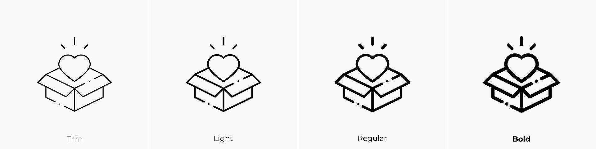 donate icon. Thin, Light, Regular And Bold style design isolated on white background vector
