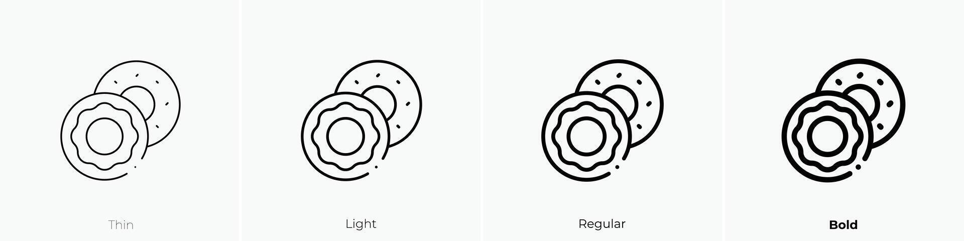 doughnut icon. Thin, Light, Regular And Bold style design isolated on white background vector