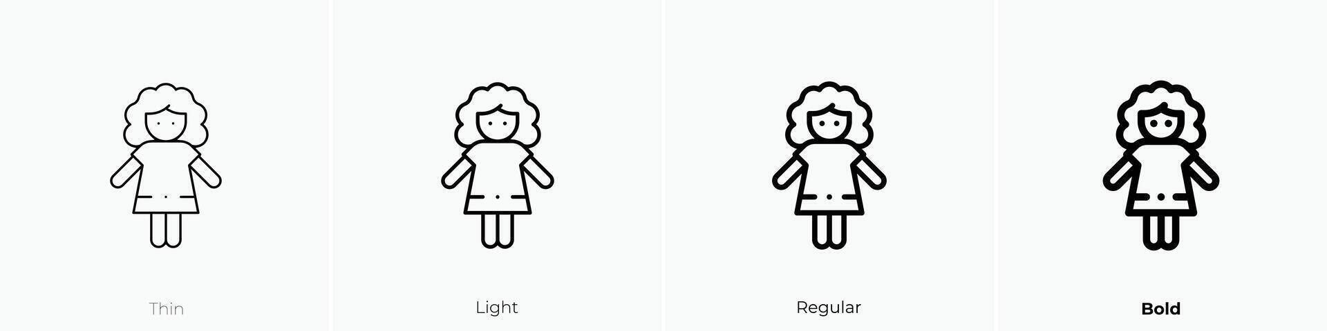 doll icon. Thin, Light, Regular And Bold style design isolated on white background vector