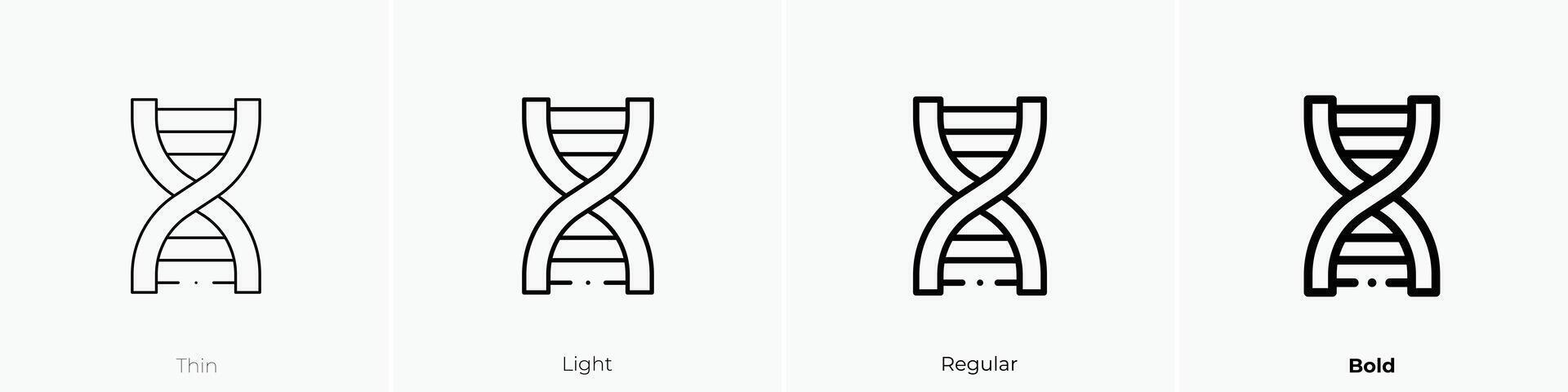 dna icon. Thin, Light, Regular And Bold style design isolated on white background vector