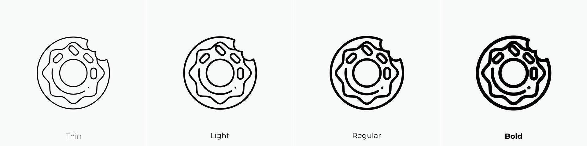doughnut icon. Thin, Light, Regular And Bold style design isolated on white background vector