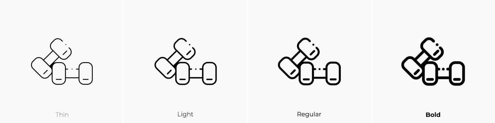 dumbbells icon. Thin, Light, Regular And Bold style design isolated on white background vector